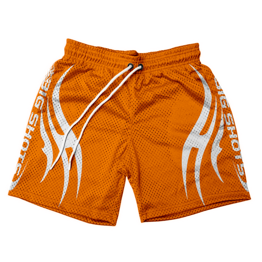 Orange Tribal Y2K Shorts